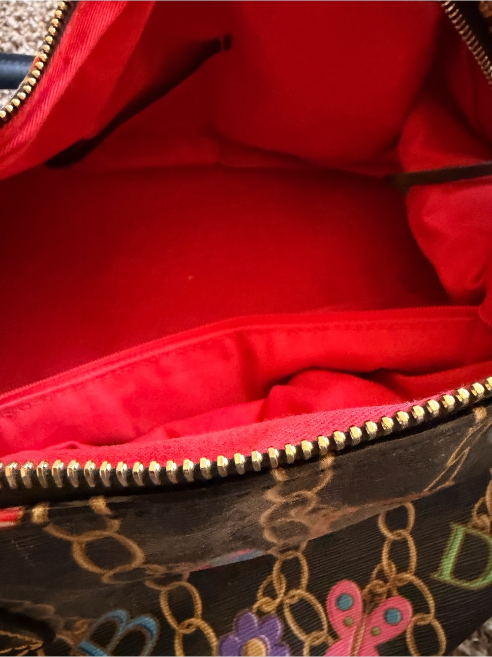 Black Multicolor Chain-Print Satchel Bag - Picture 6 of 6
